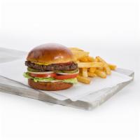 Elibel's Burger Combo · Burger, Served on a fresh brioche bun with lettuce, tomato, onion, pickles, ketchup, mustard...