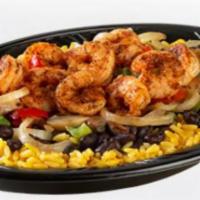 Shrimp Bowl · We fry or grill fresh shrimp, then pile them high on a bed of yellow rice, black beans, onio...