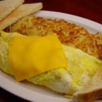 6. Denver Omelette · Omelette with bell pepper, onions, tomato, cheese, with hash brown, toast and jelly. 