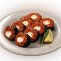 Cheese Kimbap · Rice rolled in dried seaweed with special Sinjeon sauce and melted mozzarella cheese.