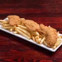 Fingers and Fries · Breaded chicken breasts deep fried to perfection and served with fries. Served with your cho...