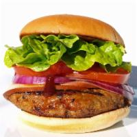 Turkey Burger · Ground turkey burger with your french fries, sweet potato fries or side salad.