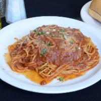Spaghetti with Marinara Sauce · Featuring homemade tomato sauce with herbs and spices. Add 1 meatball for an additional char...
