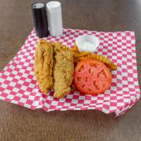 Catfish Special · 2 whole cornmeal breaded catfish filets. Blackened catfish are also available by request.