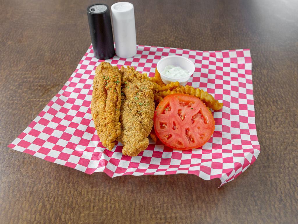 Catfish Special · 2 whole cornmeal breaded catfish filets. Blackened catfish are also available by request.