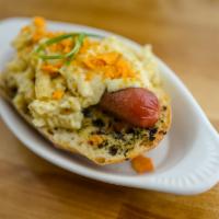 Mac Daddy Dog · Everett's hot dog loaded with a house-made bechamel mac 'n' cheese, topped with crushed Chee...