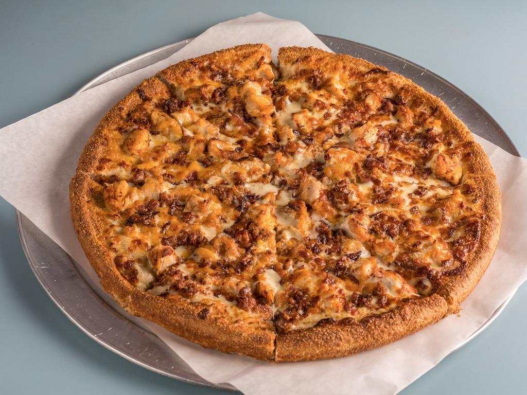Chicken Bacon Ranch Pizza · Ranch, dressing, grilled chicken and bacon.