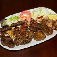 Veal Combination Plate · Veal shish kabob, veal sweetbreads, breaded veal brain, veal liver, cevapcici and hamburger....