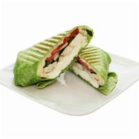 Popeye Breakfast Spinach Wrap · Egg whites, grilled chicken breast, spinach, low-fat mozzarella, tomatoes and onions.