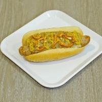 Blitzkrieg · Bratwurst, sauerkraut, Dijon mustard and pretzel bits.