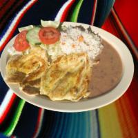 Filete de Pescado (grilled fish filet) · 2 fish tilapia filets served with rice,beans,salad,and 3 hand made tortillas