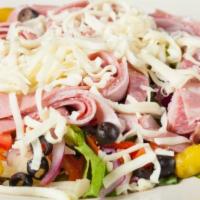 Antipasto Misto Salad · Italian salami, ham, mortadella thinly sliced and placed on a bed of romaine lettuce with ma...