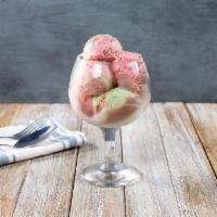 Spumoni Ice Cream · A blend of chocolate ice cream, pistachio ice cream, and cherry ice cream. Note: Contains Nu...