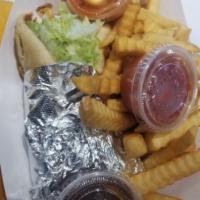Grilled Chicken Pita Combo · Served with cheese, mayo, lettuce, and tomatoes. W/Fries and drink. Please make sure to be s...