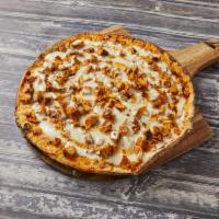 Buffalo Chicken Pizza · Our thin crust with creamy ranch sauce and spicy chicken breast.