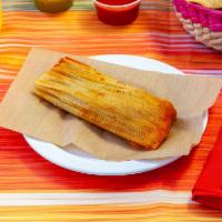 Tamales Rojos · Chicken in a red sauce.
