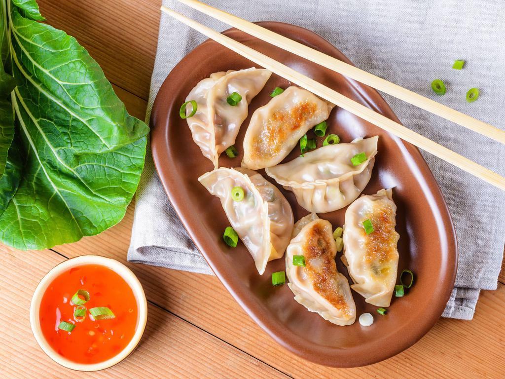 Pork Gyoza · 6 pieces of pork dumpling. Choice of pan fried or steamed. Served with special gyoza sauce.
