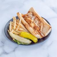 Buffalo Chicken Sandwich · Sauteed chicken breast, smothered in our famous Buffalo wing sauce, topped with Swiss cheese...