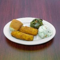 Cod Fish Meal · Served with 2 sides.