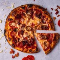 Meat Lover’s Pizza 10” · Tomato sauce, mozzarella, pepperoni, sausage, ham, and bacon.
