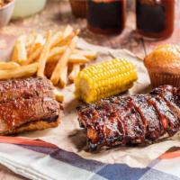 Baby Back and Meat Combo · 1/2 slab of Baby Back Ribs and choice of one meat selection, excluding ribs. Served with a c...