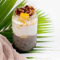 Coconut Cinnamon Overnight Oats · Coconut Milk, Agave, Chia Seeds, Oats, Cinnamon
Powder Almond Butter, Cacao Drizzle, Cacao N...