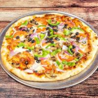 Vegetarian  Specialty pizza · Black olives, green peppers, onions, mushrooms.

