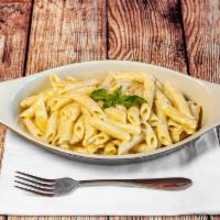 Penne and Alfredo Pasta · Rich and creamy house-made alfredo sauce served over penne pasta. Add sauteed mushrooms for ...