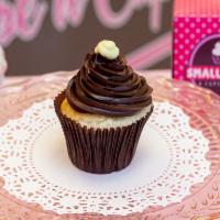 Boston Cream Pie Cupcake · Vanilla cupcake filled with Bavarian creme and topped with fudge icing.