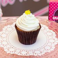 Lemon Drop Cupcake · Vanilla cupcake filled with lemon filling and topped with lemon buttercream.