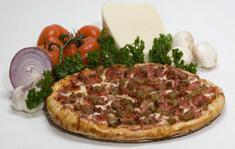 Meaty Pizza · All meat, pepperoni, ham, bacon & Italian sausage.