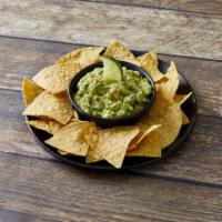 Guacamole with Chips · 16 oz. Fresh hass avocado imported from Mexico, onions, cilantro, jalapenos, tomatoes, sea s...