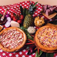 Hawaiian Pizza · Pizza sauce topped with ham, pineapple chunks and an extra amount of our special blend of ch...