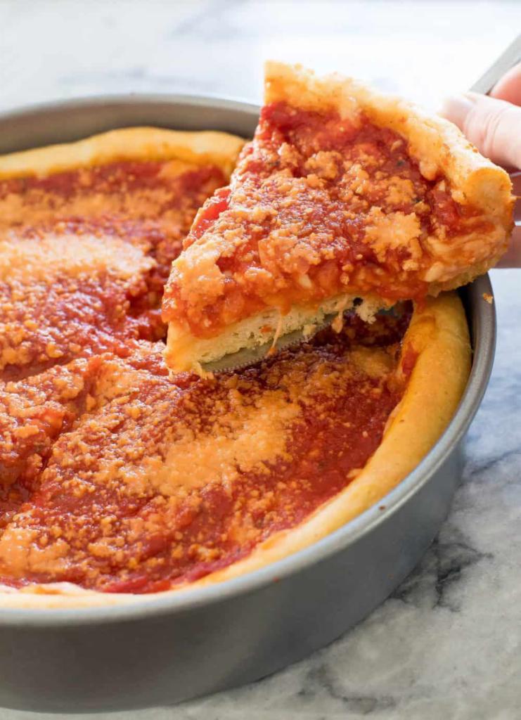 208. 10 inch  Chicago Style Stuffed Cheese Pizza · All the toppings and cheeses are inside the pizza. Then it is covered with  another layer of dough and the  pizza sauce sauce is on top. 
