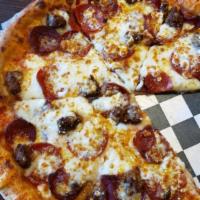 Pepperoni Pizza · Fresh mozzarella and beef pepperoni.