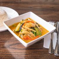 Red Curry · bell pepper, bamboo shoots, basil in homemade red curry