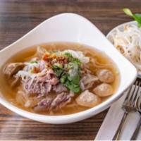 #6. Super Pho · Brisket, Meatball, Flank, Tripe, Rare Steak with rice noodle in beef broth