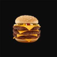 Triple Man Burger and Fries · Contains triple patty with cheese.