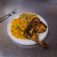 Jerk Chicken Meal · Fresh tender juicy chicken leg quarters spiced and jerked grilled to perfection served with ...