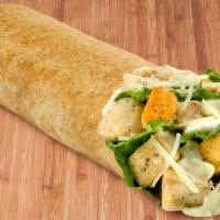 Chicken Caesar Wrap · Grilled Chicken, Parmesan Cheese, Croutons Lettuce, & Caesar dressing in a Wheat Tortilla