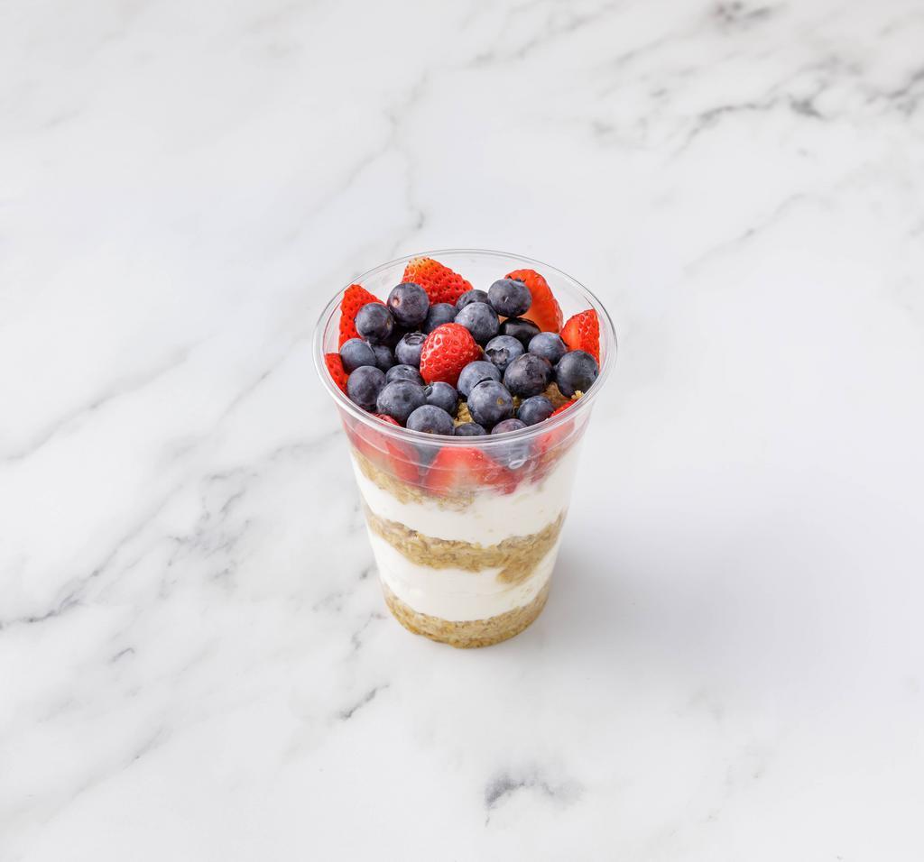 Yogurt Parfait with Granola · Choice of strawberries or blueberries.