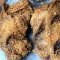 Sm. Fried Chicken  · Fried dark meat golden brown 
Hot or sweet sauce if needed