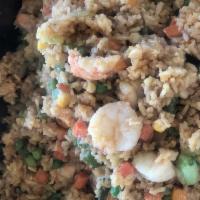 Med Veg shrimp fry rice · Mix veg with shrimp rice seasoned to taste