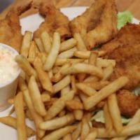 Fried Jumbo Shrimp · 6 pieces jumbo shrimp with tartar sauce. Served with french fries and coleslaw.