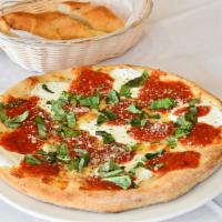 Margherita Single Serving Pizza · Tomato sauce, mozzarella cheese and basil.