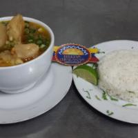 Caldo de Pata · Cow Foot Broth. Served with a side of White Rice.