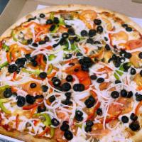 Veggie Lovers Delight Pizza · Mushrooms, green peppers, tomatoes, black olives & onions.