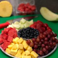 Delicious Fresh Fruit Platter · Juicy Strawberries, mouth watering grapes, honeydew, watermelon, cantaloupe, oranges (Serves...