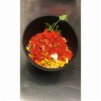 Esquites · Corn off the cob, Lime Mayo, Cotija cheese, hot cheetos.