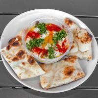 Baba Ganoush (GF and Vegan) · Fire roasted eggplant dip. Served with naan (Naan is not GF)